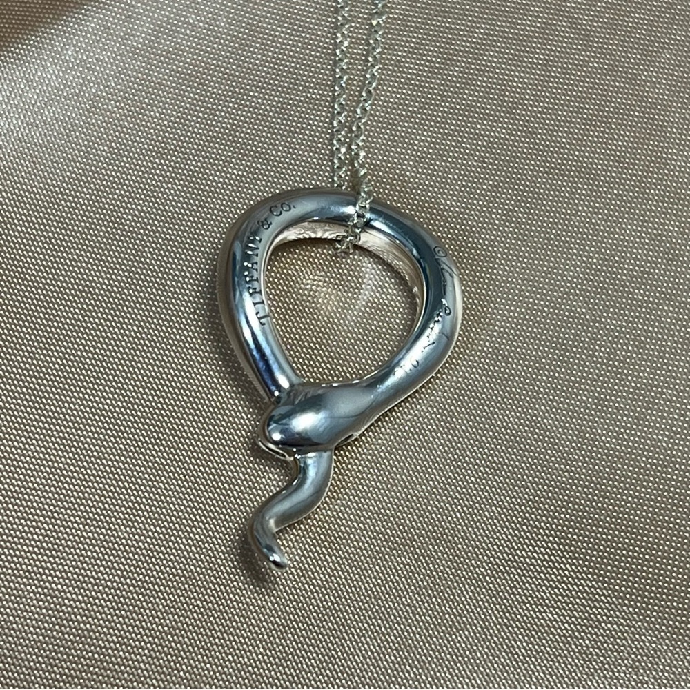 Tiffany & Co Elsa Peretti Snake Pendant Necklace Sterling Silver w/ Box & Pouch - Picture 11 of 16